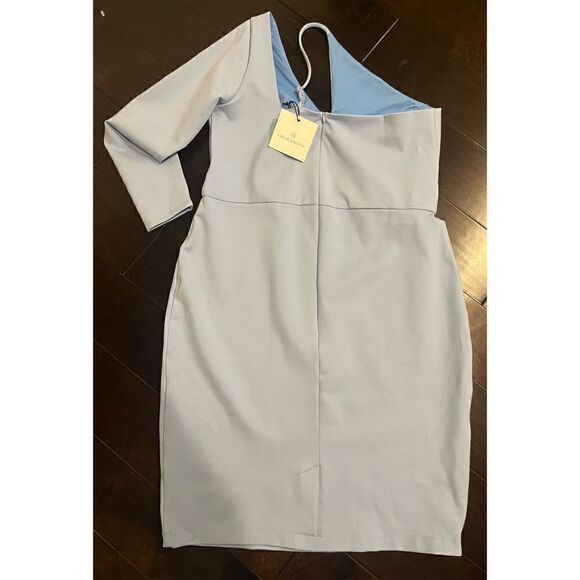New CHLOE KRISTYN Tori One Shoulder Cut Out Bodycon Dress in Dusk Blue - Picture 7 of 9